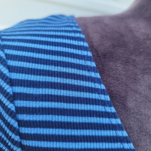 Volcom Womens Possession Body Con Dress Cut Out Back Blue Striped Stretch Sz L - Picture 11 of 14